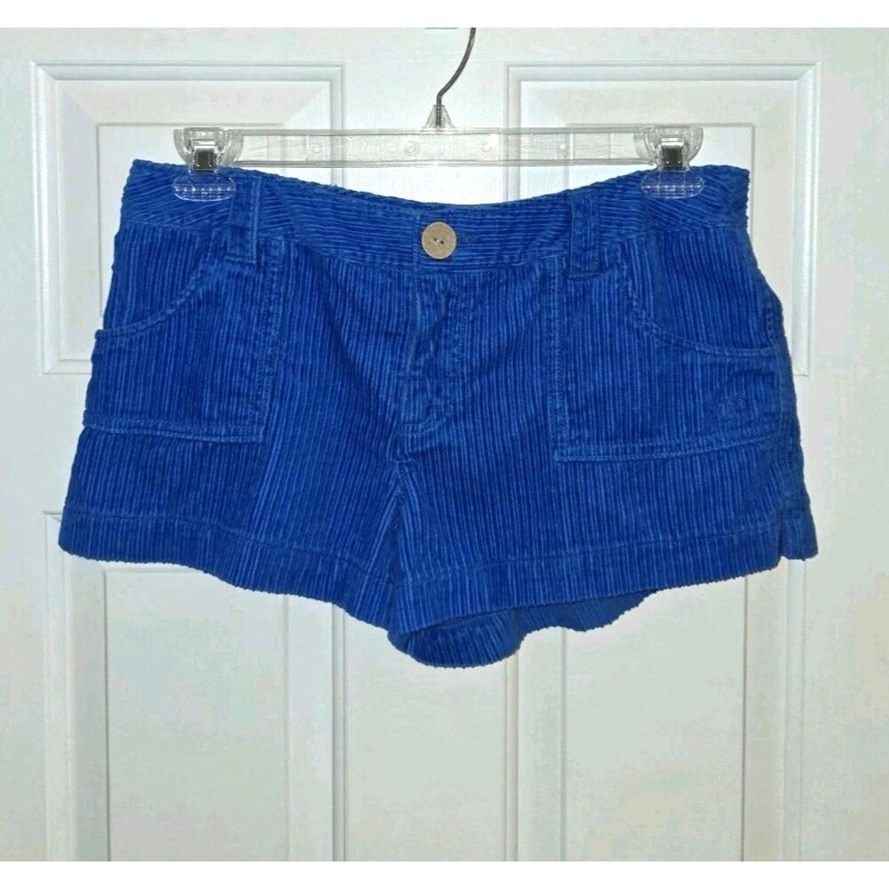 OP Ocean Pacific Corduroy Shorts Blue Blitz Wide Wale Cheeky Womens 13 VTG Style